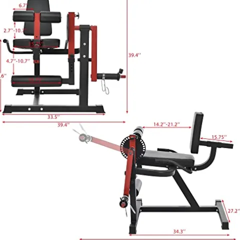 Leg Extension and Bending Machine – Leg Exercise Machine with Adjustable Sat Backrest and Rotating Leg Extension, Suitable for Home Gym Leg Tendon Exercise Red