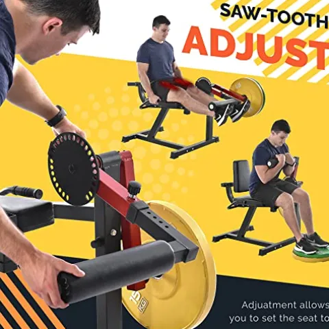 Leg Extension and Bending Machine – Leg Exercise Machine with Adjustable Sat Backrest and Rotating Leg Extension, Suitable for Home Gym Leg Tendon Exercise Red