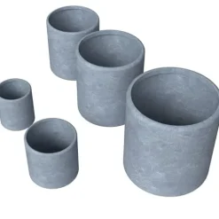 LeisureMod Tundra 5-Piece Fiberstone and MGO Clay Planter Set Aged Concrete