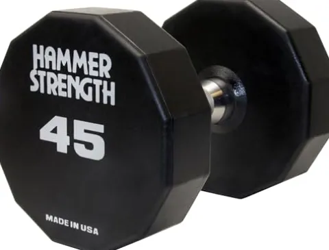 Life Fitness Hammer Strength 12 Sided Urethane Dumbbell 45lb Black
