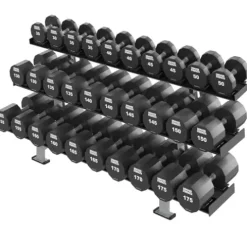 Life Fitness Hammer Strength 12-Sided Urethane Dumbbell 90Lb Black