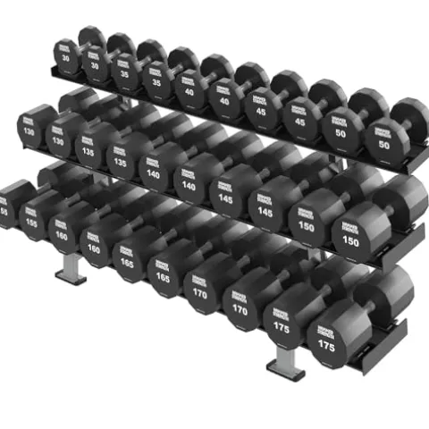 Life Fitness Hammer Strength 12 Sided Urethane Dumbbell 100Lb Black
