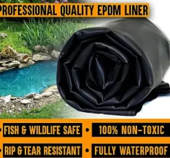 LifeGuard Pond Liner 15 ft. x 50 ft. 45 Mil EPDM Rubber Black