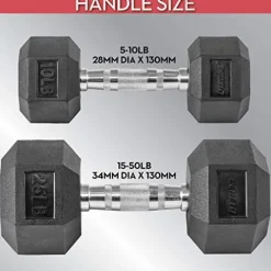 Lifeline Hex Rubber Dumbbell Fitness Training Weight Set Black/Chrome