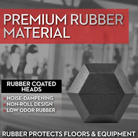 Lifeline Hex Rubber Dumbbell Fitness Training Weight Set Black/Chrome