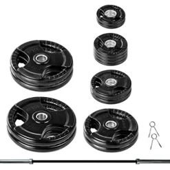 Lifeline Olympic Weight Plate Set with Bar Black