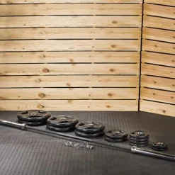 Lifeline Olympic Weight Plate Set with Bar Black