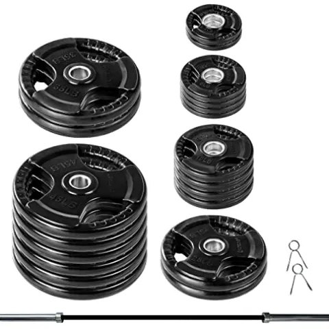 Lifeline Olympic Weight Plate Set with Bar and Collars Black