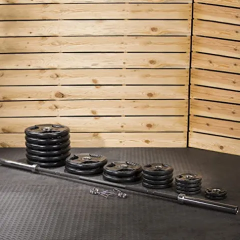 Lifeline Olympic Weight Plate Set with Bar and Collars Black