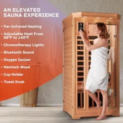 LifePro 1 Person Far Infrared Home Sauna Brown