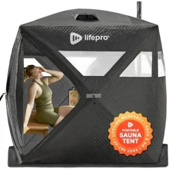 LifePro Outdoor Sauna Tent with Wood Stove Black