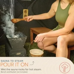 LifePro Outdoor Sauna Tent with Wood Stove Black