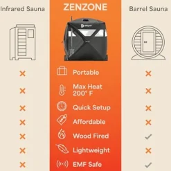 LifePro Outdoor Sauna Tent with Wood Stove Black