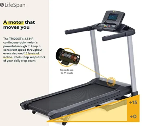 LifeSpan Fitness TR4000i Foldable Treadmill with Touchscreen Display Multi