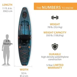 Lifetime Fishing Kayak Yukon Angler 116 Lightning Fusion