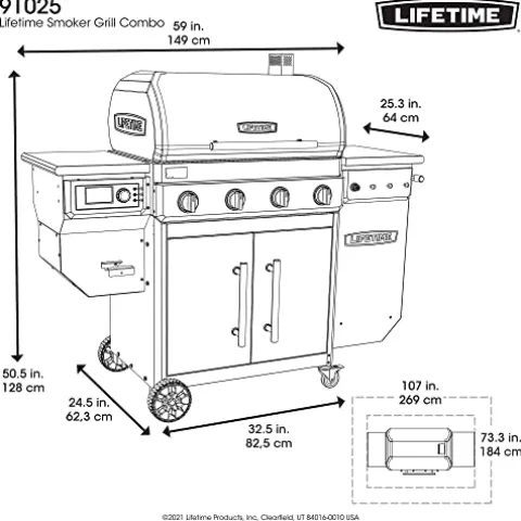 Lifetime Gas Grill and Wood Pellet Smoker Combo with WiFi and Bluetooth Control Black & Silver