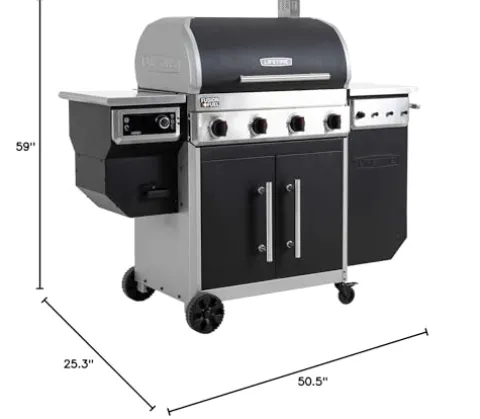 Lifetime Gas Grill and Wood Pellet Smoker Combo with WiFi and Bluetooth Control Black & Silver