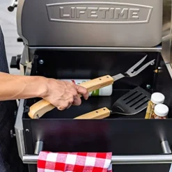 Lifetime Gas Grill and Wood Pellet Smoker Combo with WiFi and Bluetooth Control Black & Silver