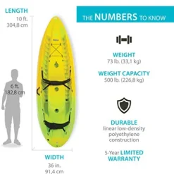 Lifetime Manta 100 Tandem Kayak with Paddles Yellow/Lime 10-Foot