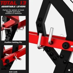 Liksodo Leverage Gym 2500LB Adjustable Full Body Workout Machine Red with Bench