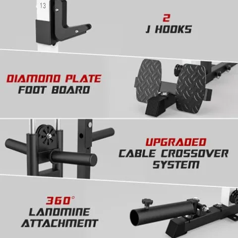 Liksodo Smith Machine 2000LBS Squat Rack with LAT-Pull Down & Cable Crossover White