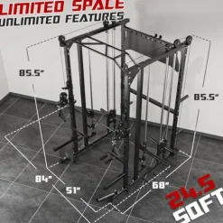 Liksodo Smith Machine Power Cage Rack with Cable System Black