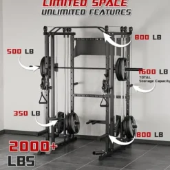 Liksodo Smith Machine Power Cage Rack with Cable System Black