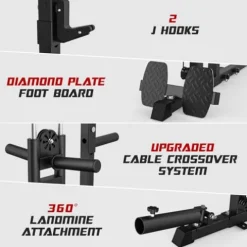 Liksodo Smith Machine Power Cage Rack with Cable System Black