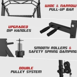 Liksodo Smith Machine Power Cage Rack with Cable System Black