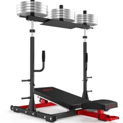 Liksodo Vertical Leg Press Machine for Home Gym, Lower Body Strength – Red