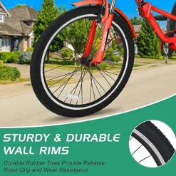 LILYPELLE Adult Folding Tricycle 7 Speed Red