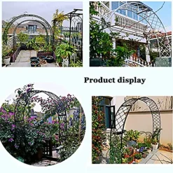LJHSS Metal Garden Arbor Wedding Arch Trellis Black