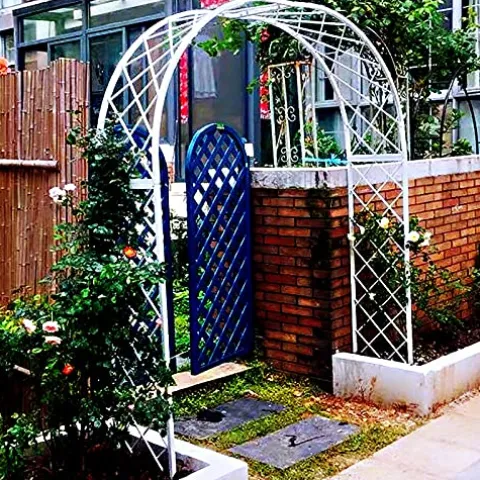 LJHSS Metal Garden Arbor Wedding Arch White