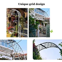 LJHSS Metal Garden Arbor Wedding Arch White