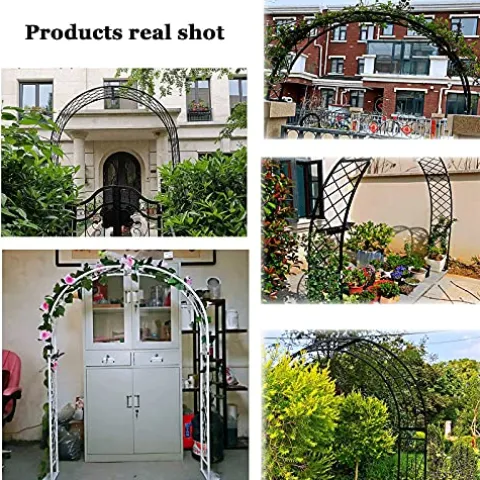 LJHSS Metal Garden Arbor Wedding Arch White