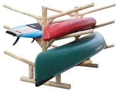 Log Kayak Rack 2 Canoe + 4 Kayak/SUP Rack Natural