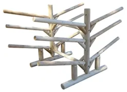 Log Kayak Rack 2 Canoe + 2 Kayak + 2 SUPS Rack Unfinished