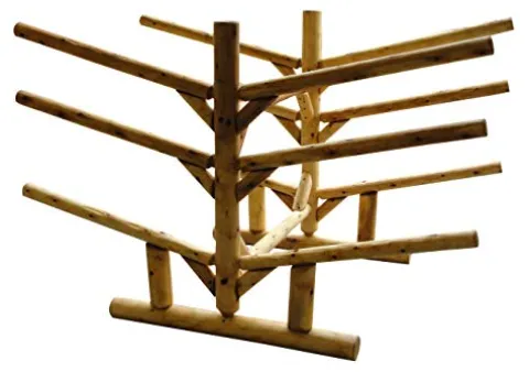 Log Kayak Rack 2 Canoe + 2 Kayak + 2 SUPS Rack Natural