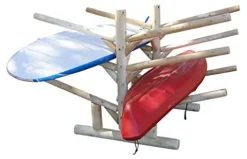 Log Kayak Rack 2 Canoe + 2 Kayak + 2 SUPS Rack Natural