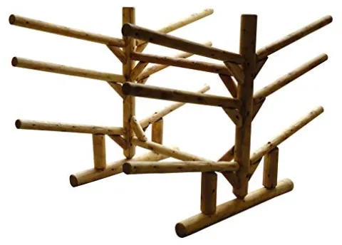 Log Kayak Rack 2 Canoe + 2 Kayak + 2 SUPS Rack Natural