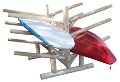 Log Kayak Rack 2 Canoe 2 Kayak 2 SUPS Rack Canyon Brown