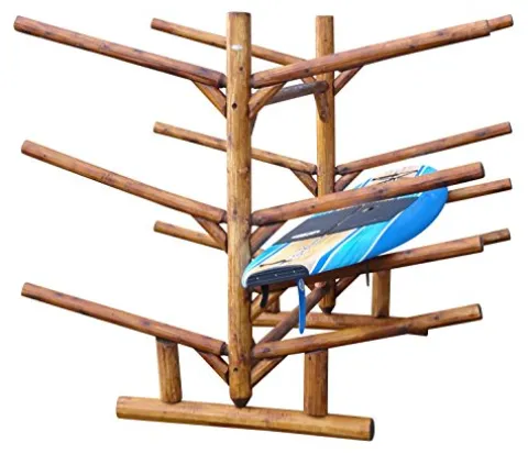 Log Kayak Rack 5 Kayak or Canoe Plus 2 SUP or Surfboard Unfinished