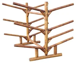 Log Kayak Rack 5 Kayak or Canoe Plus 2 SUP or Surfboard Canyon Brown Finish
