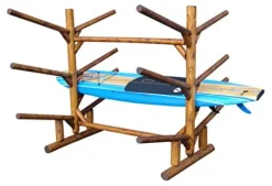 Log Kayak Rack 5 Kayak or Canoe Plus 2 SUP or Surfboard Canyon Brown Finish