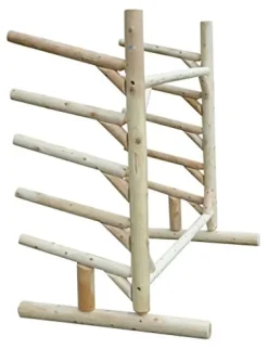 Log Kayak Rack 5 Place 1 Sided SUP Unfinished