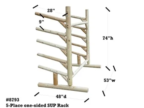 Log Kayak Rack 5 Place 1 Sided SUP Unfinished