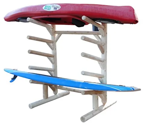 Log Kayak Rack 5 Place 1 Sided SUP Unfinished