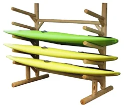 Log Kayak Rack 5 Place 1 Sided SUP Natural