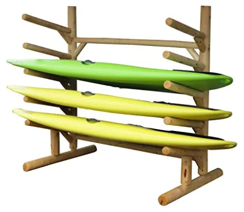 Log Kayak Rack 5 Place 1 Sided SUP Natural