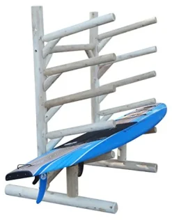 Log Kayak Rack 5 Place 1 Sided SUP Natural